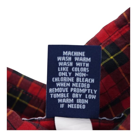 Chaps Boys Red Plaid Button-Down Shirt XL 18-20 Cotton Long Sleeve Holiday - Picture 5 of 6